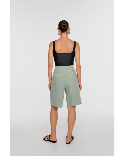Dāl the Label Neutrals Linen Wide Suit Shorts Natural