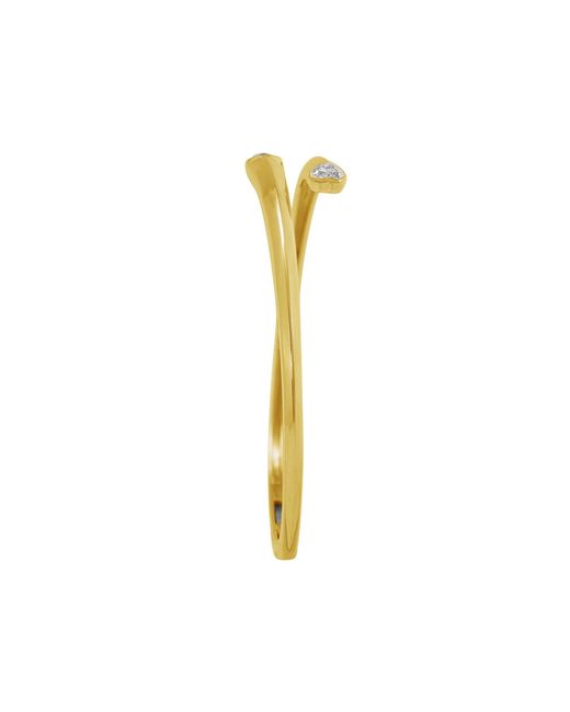 Artisan Yellow 14K Open Heart Diamond Cuff Bangle Bracelet