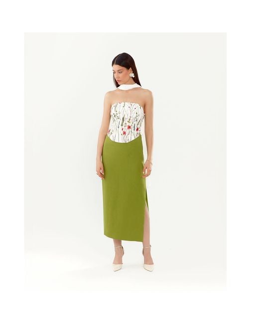 Elsava Green Verde Structured Skirt