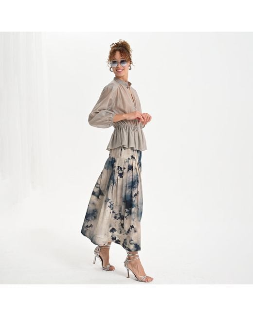 Lalipop Design Blue Ink Pleated Midi Skirt
