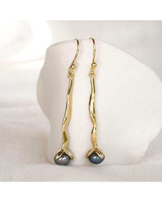 Isla Silver Metallic Molten Pearl Drop Earrings