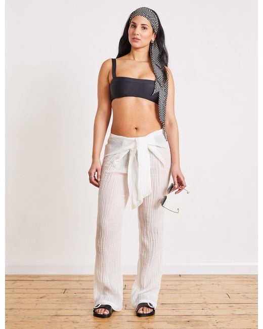The Summer Edit White Livi Crinkle Linen Trouser