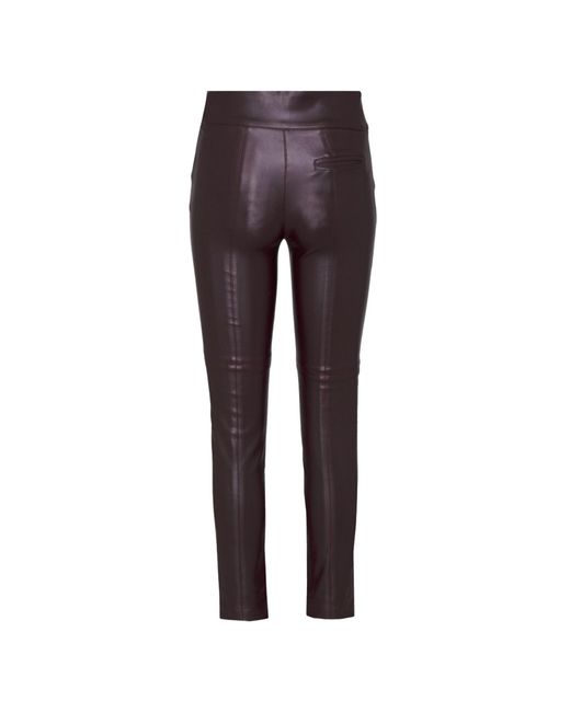 The Extreme Collection Purple Faux Leather High-Waist Burgundy Trousers