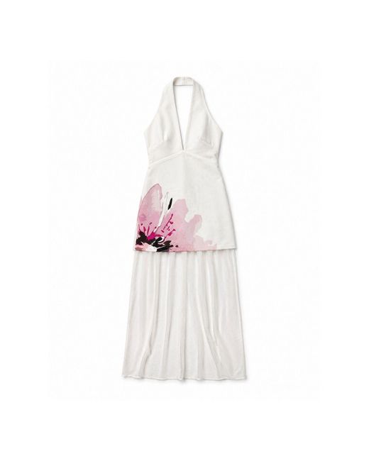 San Malo White Lisa Halter Dress