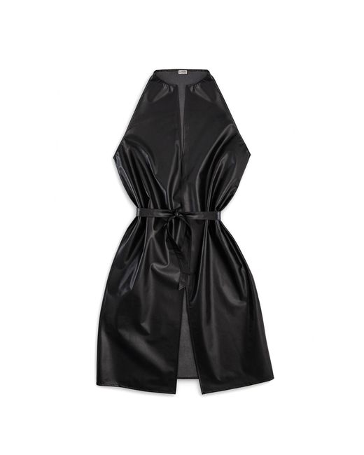Victoria Slavinskaia Black Leather Halterneck Dress