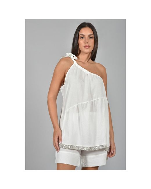 ELOI White Howe One Shoulder Flow Top