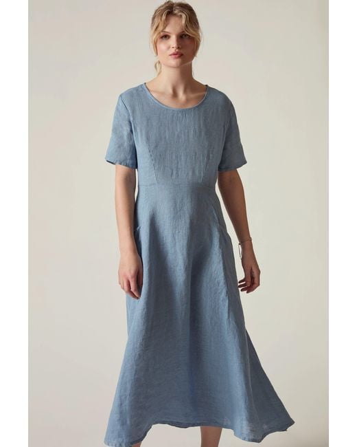 James Lakeland Blue Denim Linen Midi Dress