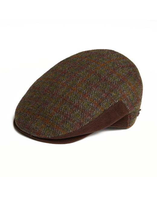 Dasmarca Hats Brown Edgar Moss Tweed Wool Italian Flat Cap for men