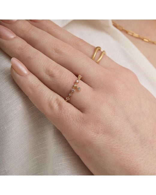 Esterah Metallic Cz Ring With Charm