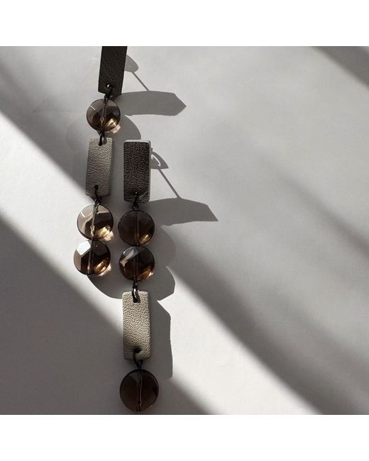 WAIWAI Metallic Neutrals Smoky Quartz Drop Earrings