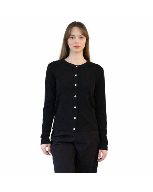 Nuvv Collection Black Fine Knit Cardigan With Buttons Wool And Cashmere Blend Italian Yarn