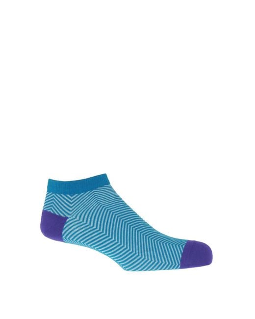 Peper Harow - Made in England Blue Trainer Socks Bundle – Seven Pairs Lux Taylor for men