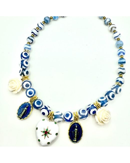 Achala Handcrafted Blue Greek Agate Necklace