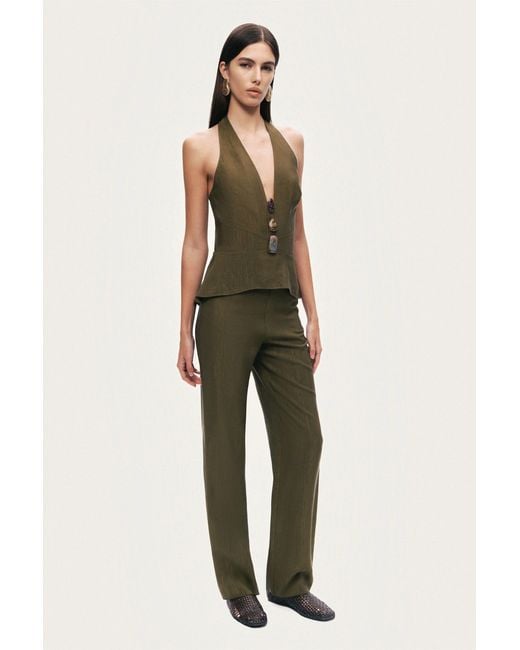 Nocturne Green Neutrals Straight-Leg Tailored Pants