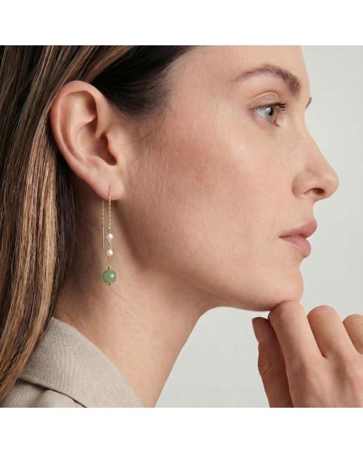 seree White Madeleine Jade & Freshwater Pearl Drop Earrings