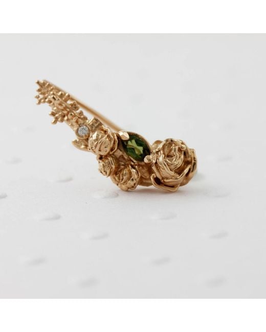 Lee Renee Metallic Rose Diamond & Tourmaline Slider Earring Single Rose Gold