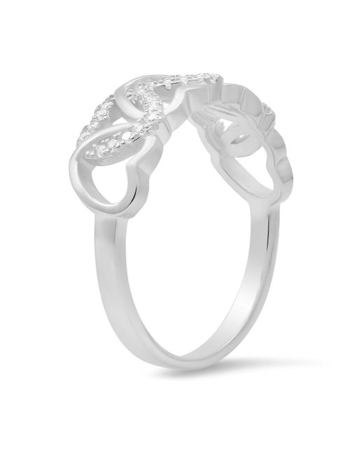 Kylie Harper Metallic Interlocking Hearts Diamond Cz Ring