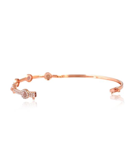 Artisan Pink Rose Ice Diamond & Diamond Halo Bangle Bracelet