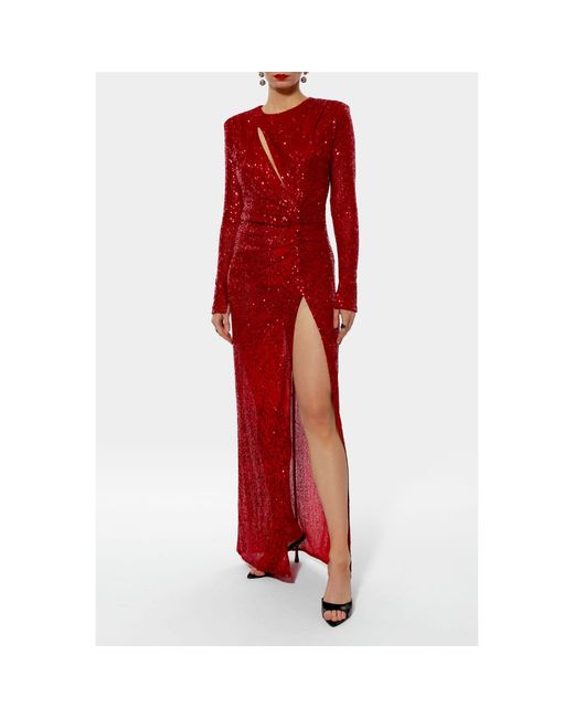 AGGI by HALEWSKI Red Adria Sparkle Sequined Maxi Dress