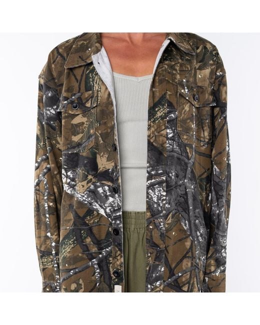 Ariko Green Real Tree Camo Bucky Split Hem Shirt Jacket
