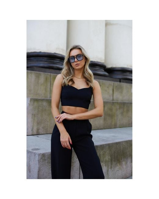 Nomi Fame Blue Mori Pant Set With Sleeveless Top