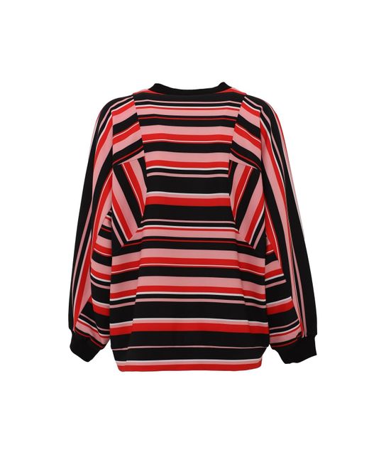 Julia Allert Red Bold Striped Top With Voluminous Sleeves