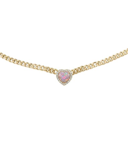 BLOOMTINE | Earth Angel HQ Pink Loves Frequency Mini Plated Fire Opal Heart Choker Necklace