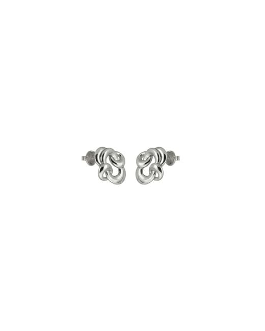 Gutta Design White Knot Earring Rhodium Plated