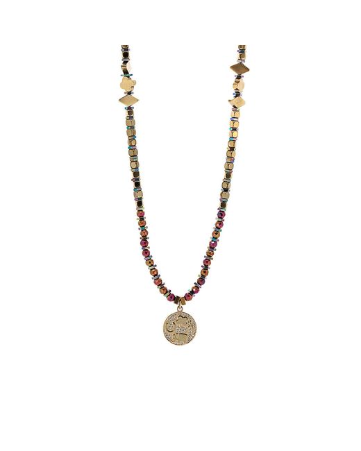 Ebru Jewelry Metallic Calming Hematite Protection Symbol Necklace