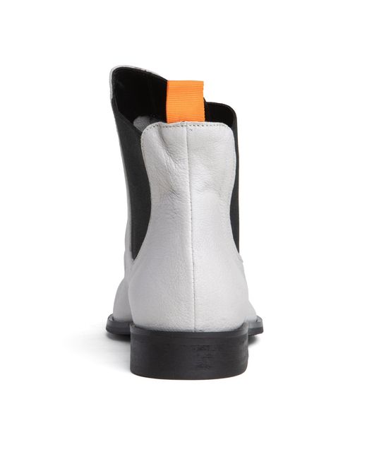 Beautiisoles by Robyn Shreiber Made in Italy White Neutrals Reba Off- Leather Flat Chelsea Ankle Bootie