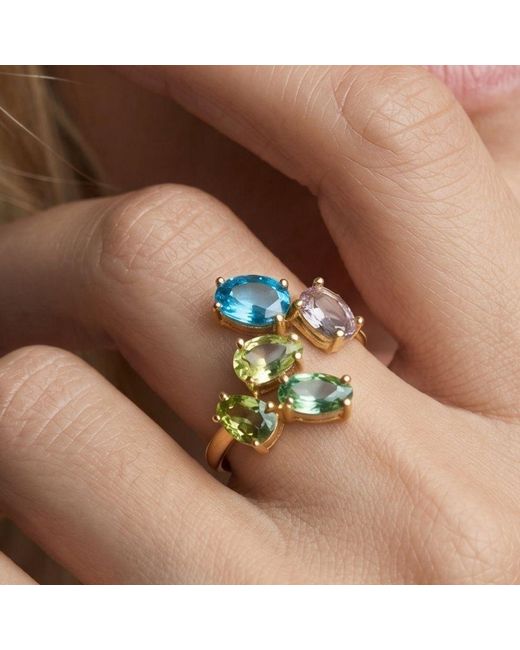 Uchi and Soto Blue Hanabi Mixed Stones Ring