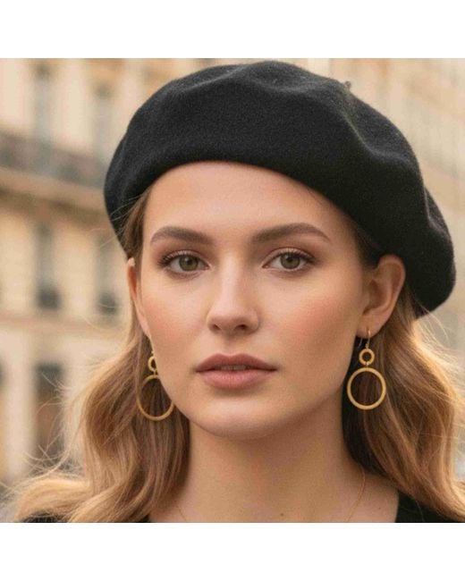 Protsaah Zurich Metallic Shimmering Disks Dual Circle Statement Earrings