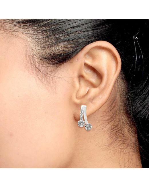 Artisan Metallic Mini 14k 925 Sterling Silver Gold Pave Diamond Drop Earrings