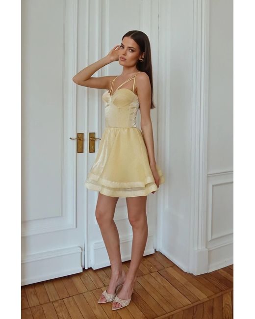 POST MERIDIEM Metallic Mini Bustier Dress With Rhinestones