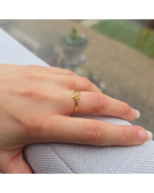 Harfi Metallic Bow Tie Bowknot Thin Plated Stacking Ring