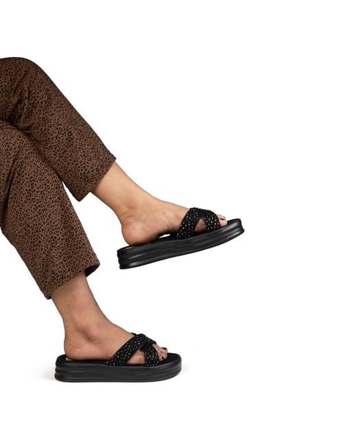 Rettrose Black The Shiloh Luxury Cross Over Embellished Slides