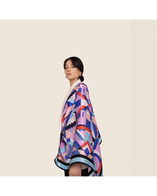 Pashmisy Blue Contour Silk Scarf