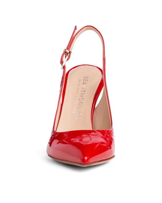 Beautiisoles by Robyn Shreiber Made in Italy Red Marjorie Patent Leather Sexy Pump Comfortable Valentine Evening Sexy Stiletto Heel Sandal