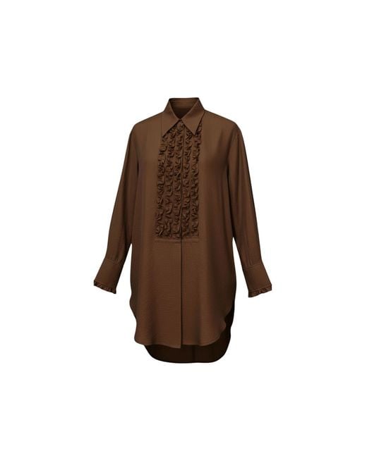 Lindsay Nicholas New York Brown Tuxedo Shirt Dress