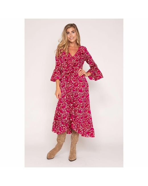 At Last Red Felicity Midi Dress Hot Swirl