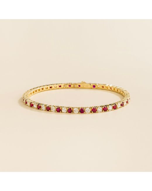 Juvetti Metallic Ciclo Tennis Bracelet Set With Ruby & Diamond