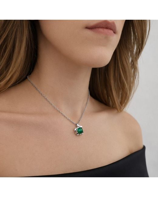 Unaloe Metallic Sterling Queen Necklace With Natural Malachite – Luxury Gemstone Pendant For