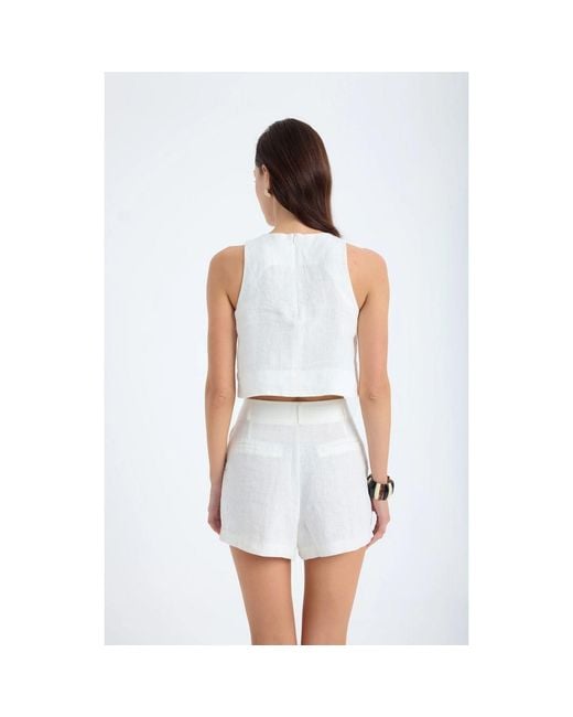 Monlicia White Lena Linen Top