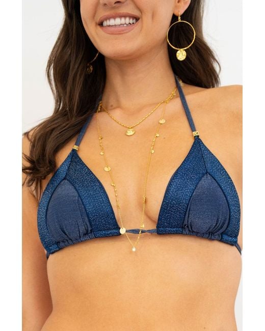 Leyla Maya Ltd Blue Sevi Triangle Bikini Top