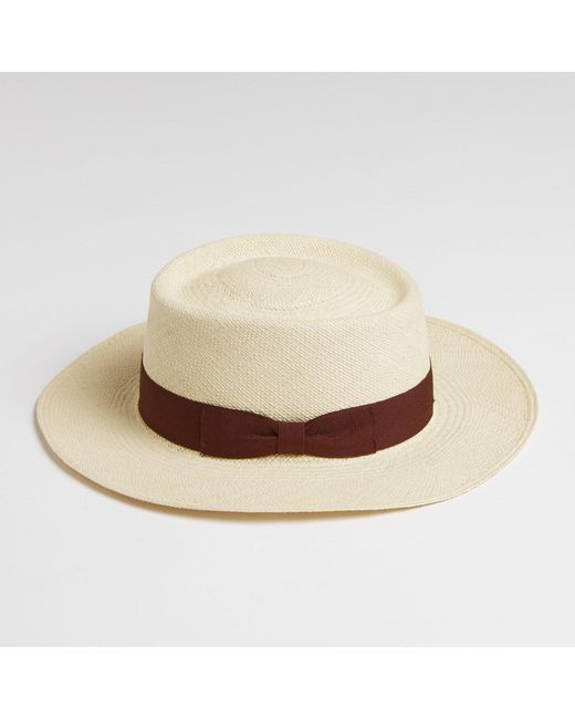 Dasmarca Hats Natural Dasmarca Baker Wide Brim Summer Genuine Panama Straw Porkpie Hat For for men
