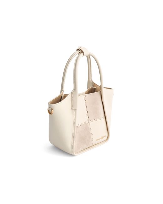Orange Cube White Square Stitch Basket Bag