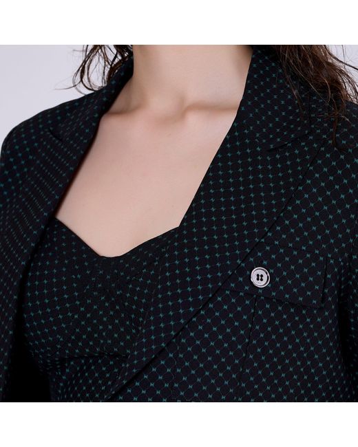 Smart and Joy Black Safari Pockets Crop Jacket With Dots Print