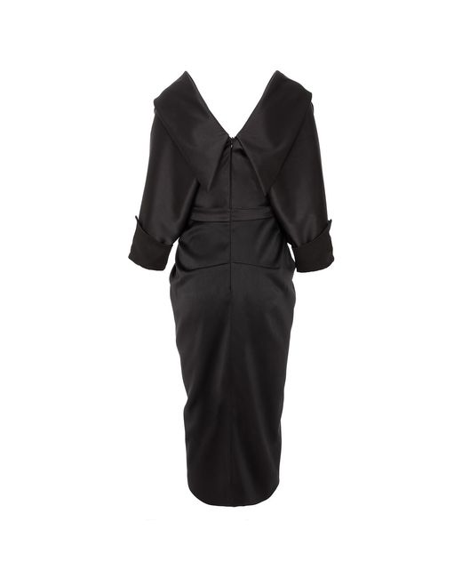 Acob a Porter Black Draped Midi Dress