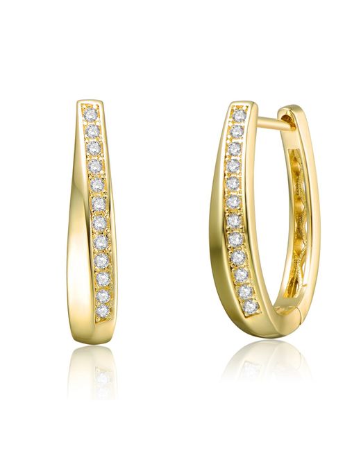Genevive Jewelry Metallic Plated With Clear Cubic Zirconia Hoop Earrings