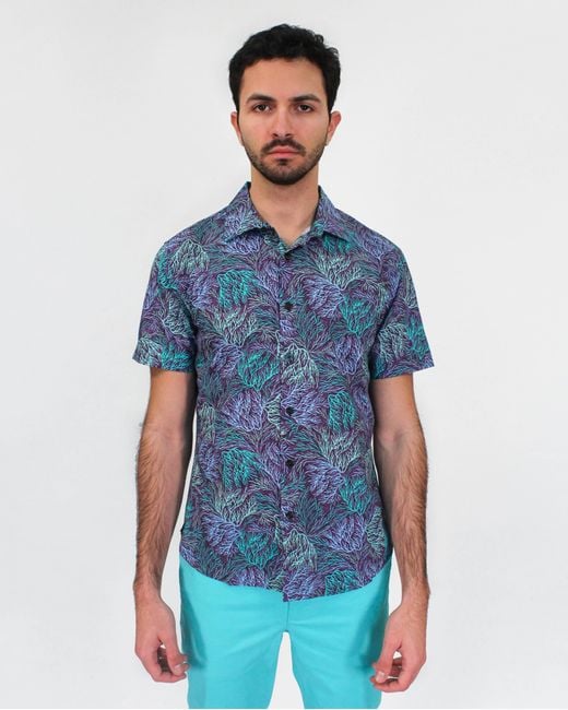 Lords of Harlech Blue Scott Coral Shadow Shirt for men